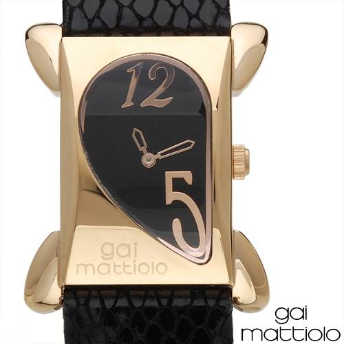 *GAI MATTIOLO* BLACK LEATHER WATCH-MADE IN ITALY